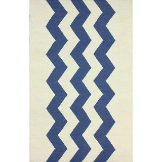 Nuloom Flatweave Wool Zig Zag Blue Rug (5 X 8)