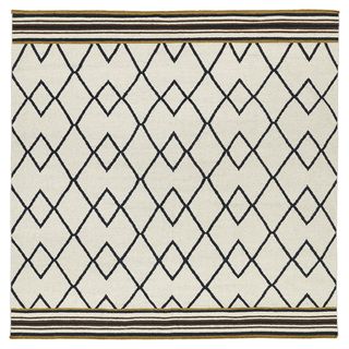 Flatweave Tribeca Ziggy Black Wool Rug (8 Square)