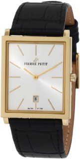 Pierre Petit Men's P 789C Serie Nizza Yellow Gold PVD Square Case Black Genuine Leather Watch at  Men's Watch store.