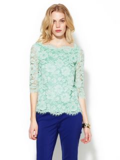 3/4 Sleeve Lace Boatneck Top by The Letter