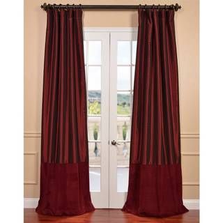 Banded Syrah Faux Silk Taffeta Curtain Panel