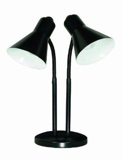 Satco Products 60/804 Twin Goose Neck Desk Lamp, Black   Desk Lamp Ul Listed  
