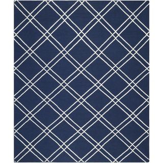 Safavieh Handwoven Moroccan Dhurrie Contemporary Navy/ Ivory Wool Rug (6 X 9)