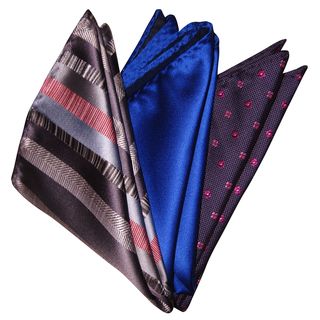 Dmitry Mens Gray/blue/purple Italian Silk Pocket Squares (pack Of 3)
