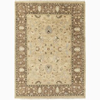 Hand made Oriental Pattern Taupe/ Brown Wool Rug (6x9)