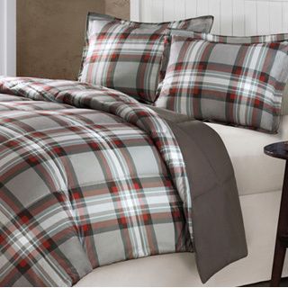 Jla Home Comfort Classics Auburn Plaid Down Alternative 3 piece Comforter Set Brown Size Full  Queen