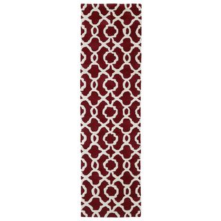 Cosmopolitan Trellis Red/ Ivory Hand tufted Wool Rug (23 X 8)