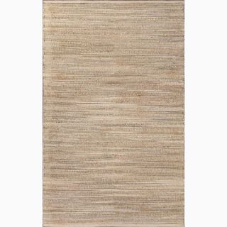 Handmade Taupe/ Gray Solid pattern Cotton/ Jute Area Rug (5 X 8)