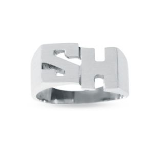 Sterling Silver Hand Cut Initial Signet Ring (2 Letters)   Zales