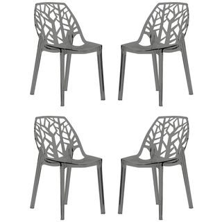 Modern Flora Transparent Black Plastic Dining Chair (set Of 4)