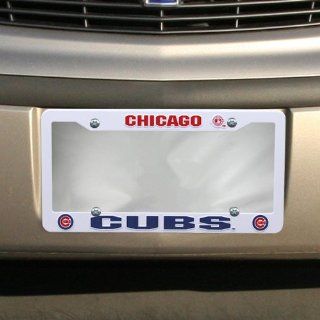MLB Chicago Cubs Plastic License Plate Frame   White  Sports Fan License Plate Frames  Sports & Outdoors