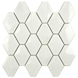 Somertile Chevron 10.5x11 Glossy White Porcelain Mosaic Wall Tile (pack Of 10)