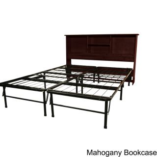 Epicfurnishings Durabed King size Steel Foldable Platform Bed With Solid Bookcase Headboard Multi Size King