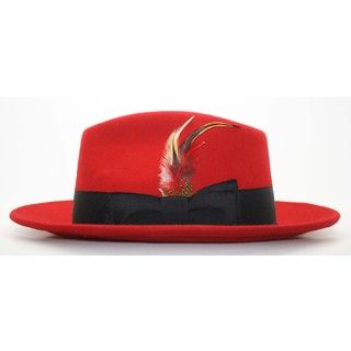 Ferrecci Mens Red/ Black Fedora Hat