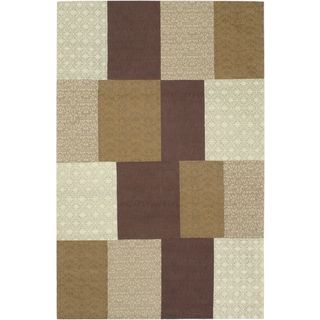 Handmade Collage Brown Wool Viscose Rug (5 X 8)