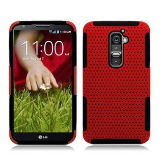 For LG D801 Optimus G2 (AT&T/T mobile) Grip Hybrid 2 in 1, Black+Red Cell Phones & Accessories