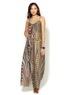 Printed Spaghetti Strap Maxi Dress by TBags Los Angeles