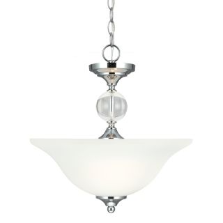 Englehorn 2 light Semi flush Convertible Chrome Pendant With Etched Glass