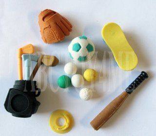 Japanese Erasers Sports Mega Assortment Gift Set W/ Golf Baseball Skateboard Soccor Toys & Games