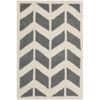 Safavieh Handmade Moroccan Chatham Geometric Dark Gray/ Ivory Wool Rug (2 X 3)