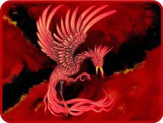 Red Phoenix Bird   Etched Vinyl Stained Glass Film, Static Cling Window Decal   Stained Glass Window Panels
