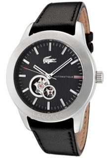 Lacoste 2010464  Watches,Mens Advantage Automatic Black Textured Dial Black Leather, Casual Lacoste Automatic Watches