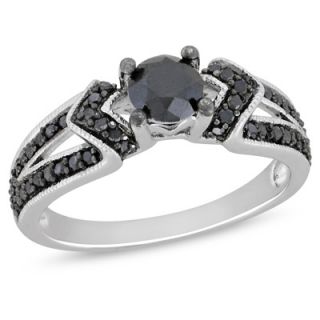 CT. T.W. Enhanced Black Diamond Engagement Ring in Sterling Silver