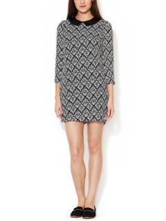 Printed Faux Leather Collar Dress by Lucca Couture
