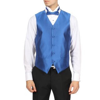Ferrecci Ferrecci Mens Royal Blue Solid 4 piece Vest Set Blue Size XS