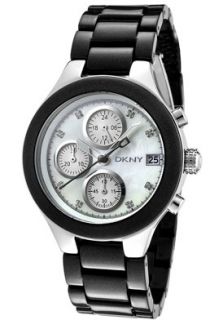 DKNY NY8064  Watches,Womens White Crystal Chronograph Black Plastic, Chronograph DKNY Quartz Watches