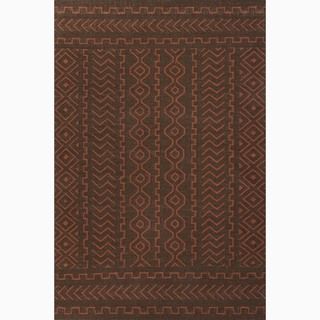 Handmade Tribal Pattern Brown/ Red Wool Rug (2 X 3)