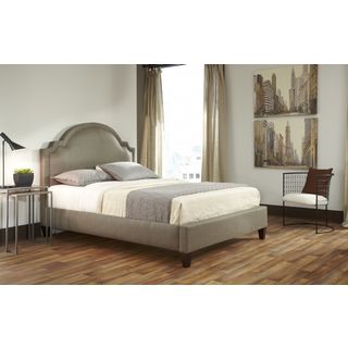 Fashion Bed Group Westminster King size Beige Scalloped Headboard Bed Grey Size King