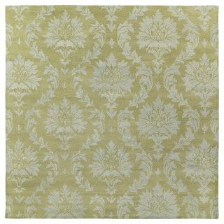 Swanky Avocado Damask Wool Rug (79 Square)