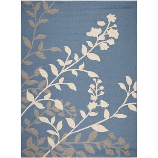 Safavieh Indoor/ Outdoor Courtyard Floral pattern Blue/ Beige Rug (8 X 11)