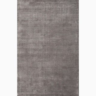 Handmade Solid Pattern Gray Wool/ Art Silk Rug (5 X 8)
