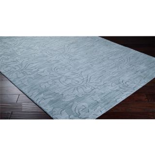 Surya Carpet, Inc Hand Loomed Crete Casual Solid Tone on tone Floral Wool Area Rug (8 X 11) Blue Size 8 x 11