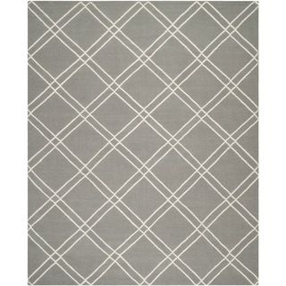 Contemporary Safavieh Handwoven Moroccan Dhurrie Gray/ Ivory Wool Rug (5 X 8)