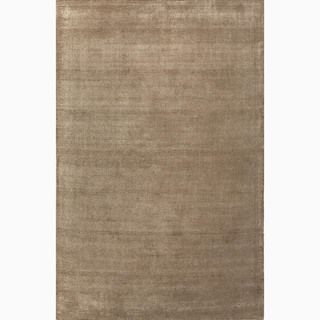 Hand made Brown Wool/ Art Silk Plush Pile Rug (3.6x5.6)
