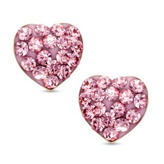 off pink crystal heart stud earrings in 14k gold $ 80 00 buy one get