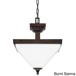 Denhelm 2 light Semi flush Convertible Pendant With Etched Glass