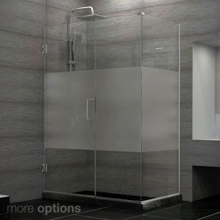 Dreamline Unidoor Plus 30.375   34.375 In. D X 59 In. W Frameless Hinged Shower Enclosure, Half Frosted Glass