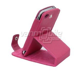 VMG Hot Pink Premium Leather Kickstand Cradle Case for Apple iPhone 4 16GB/32 Cell Phones & Accessories