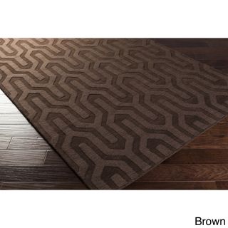 Surya Carpet, Inc Hand Loomed Drome Solid Tone on tone Geometric Wool Area Rug (8 X 11) Brown Size 8 x 11