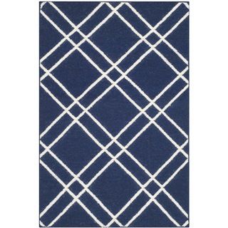 Safavieh Handwoven Moroccan Dhurries Contemporary Navy/ Ivory Wool Rug (3 X 5)