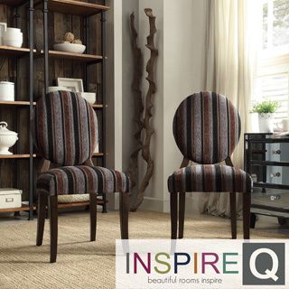 Inspire Q Paulina Dark Tonal Stripe Round Back Dining Chair (set Of 2)