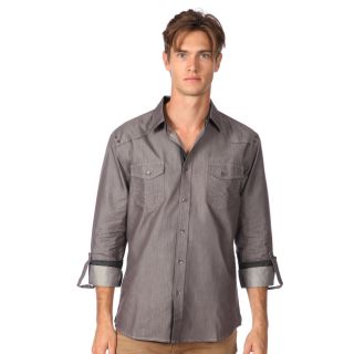 191 Unlimited Mens Slim Fit Grey Woven Shirt
