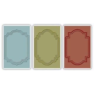 Sizzix Texture Trades A2 Embossing Folders 3/pkg   Outline Labels By Tim Holtz