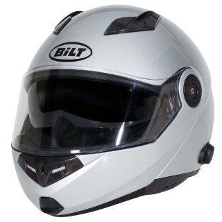 BILT Techno Bluetooth Modular Motorcycle Helmet   LG, Silver Automotive
