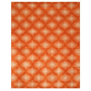 Hand tufted Orange Wool Paris Rug (79 X 99)