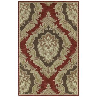 Hand tufted Lawrence Red Damask Wool Rug (5 X 79)